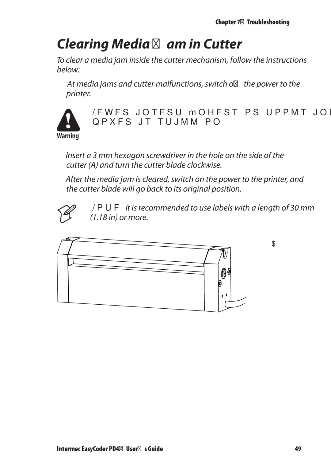 Intermec PD4 manual Clearing Media Jam in Cutter 
