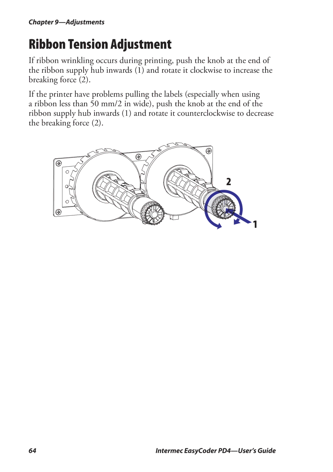 Intermec PD4 manual Ribbon Tension Adjustment 