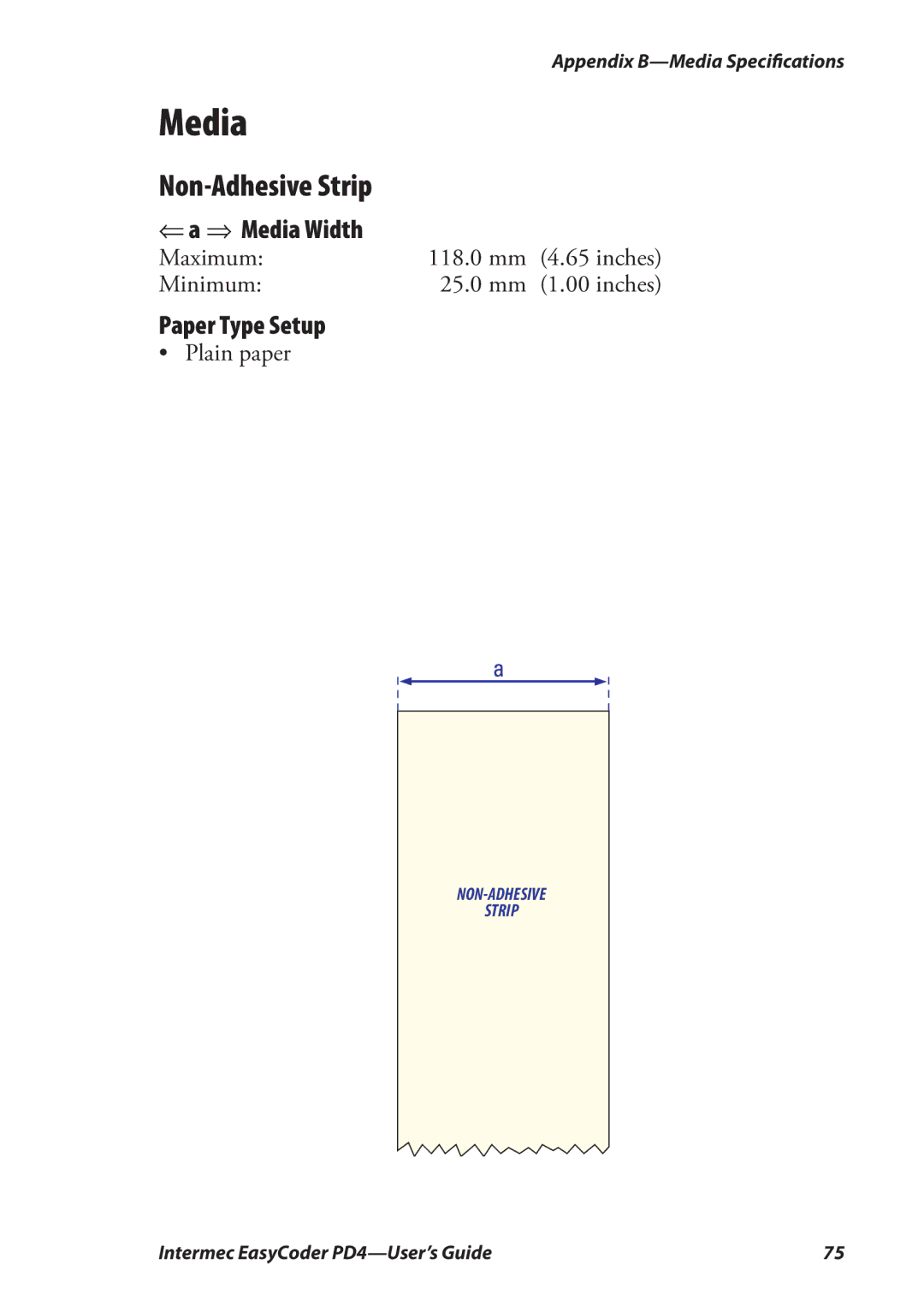 Intermec PD4 manual Media, Non-Adhesive Strip 