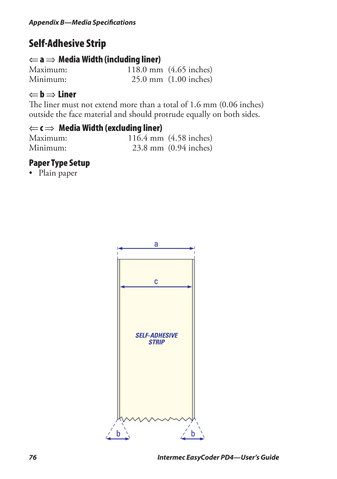 Intermec PD4 manual Self-Adhesive Strip, ⇒ Liner 