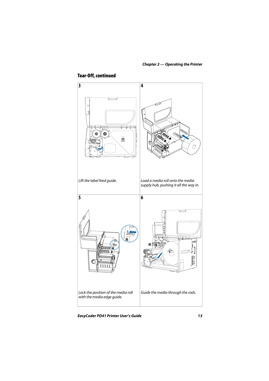 Intermec PD41 manual Guide the media through the rods 