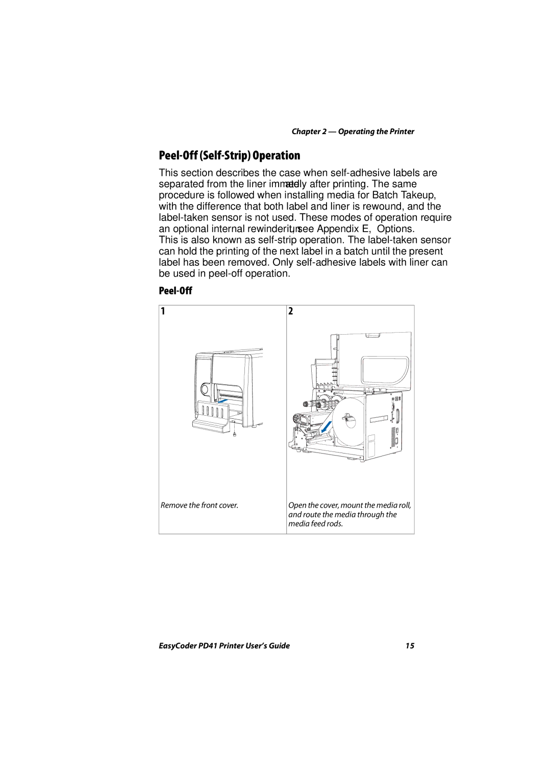 Intermec PD41 manual Peel-Off Self-Strip Operation 