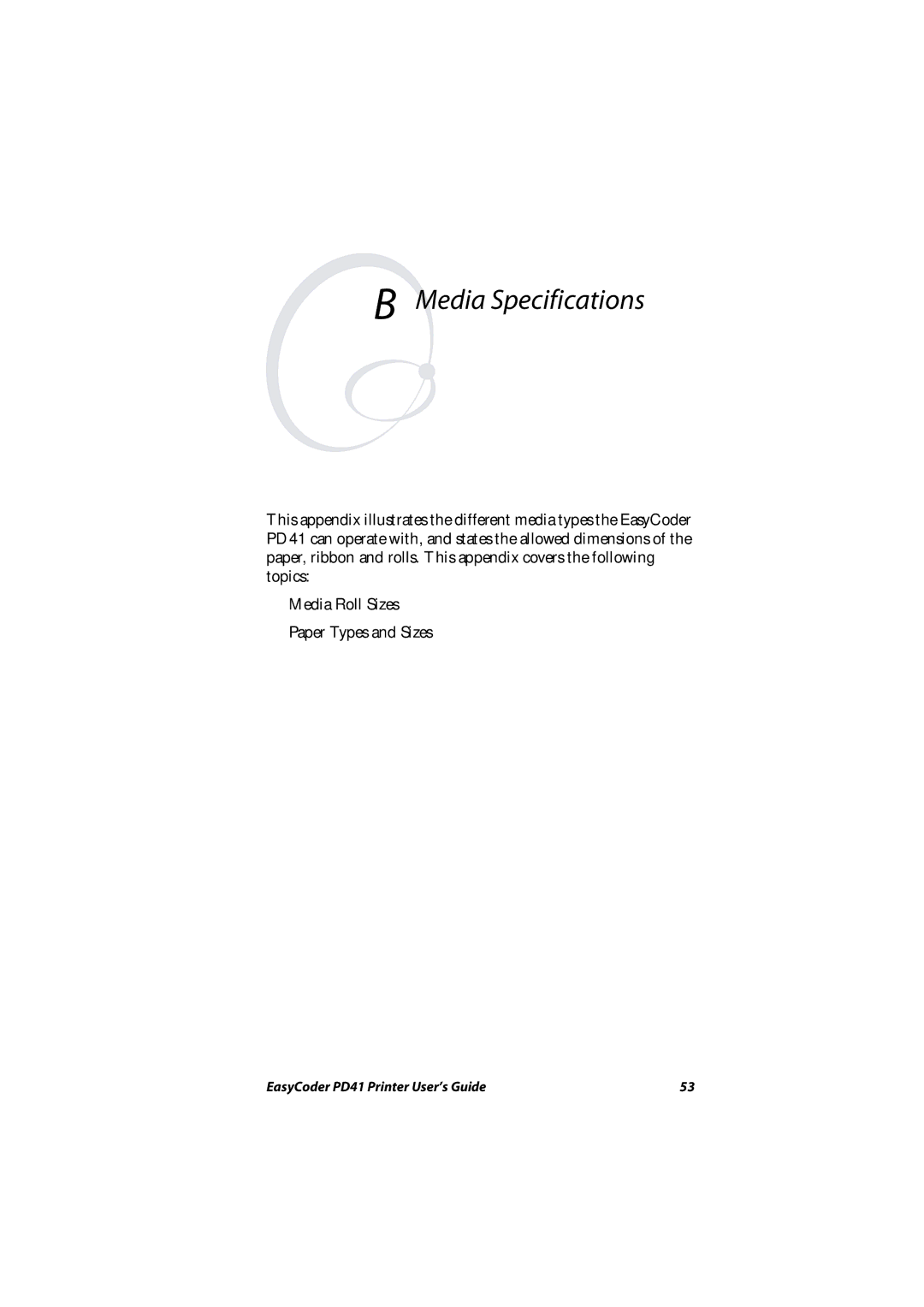 Intermec PD41 manual Media Specifications 