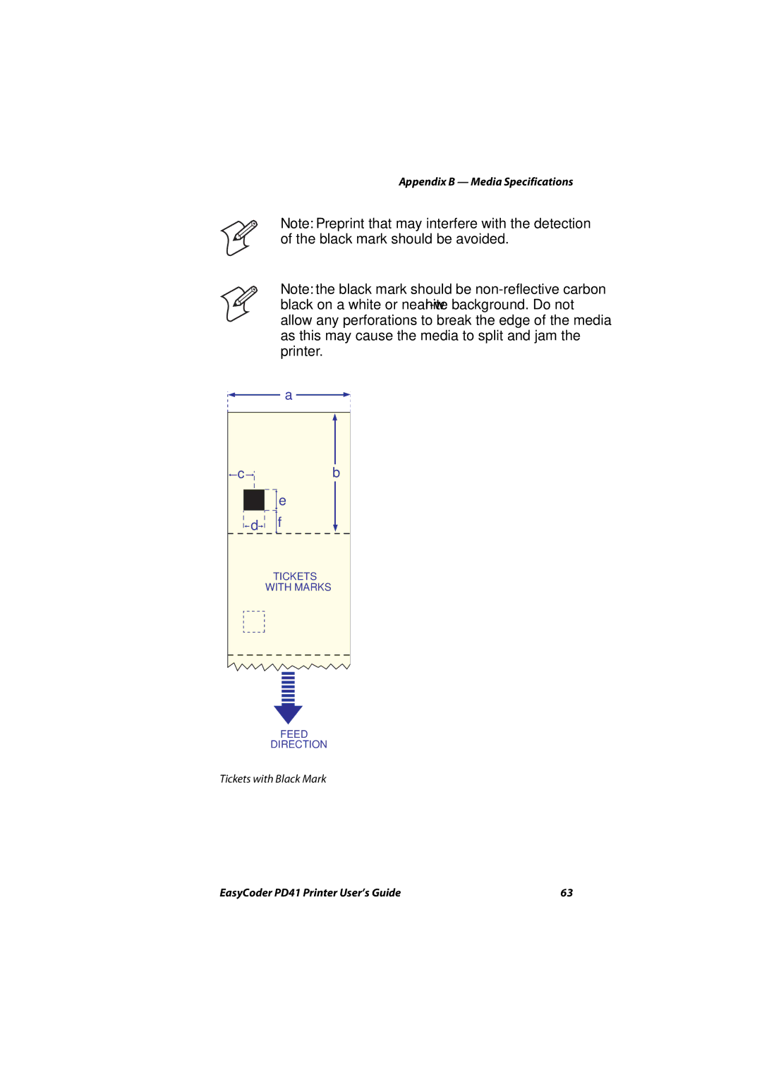 Intermec PD41 manual Tickets with Black Mark 