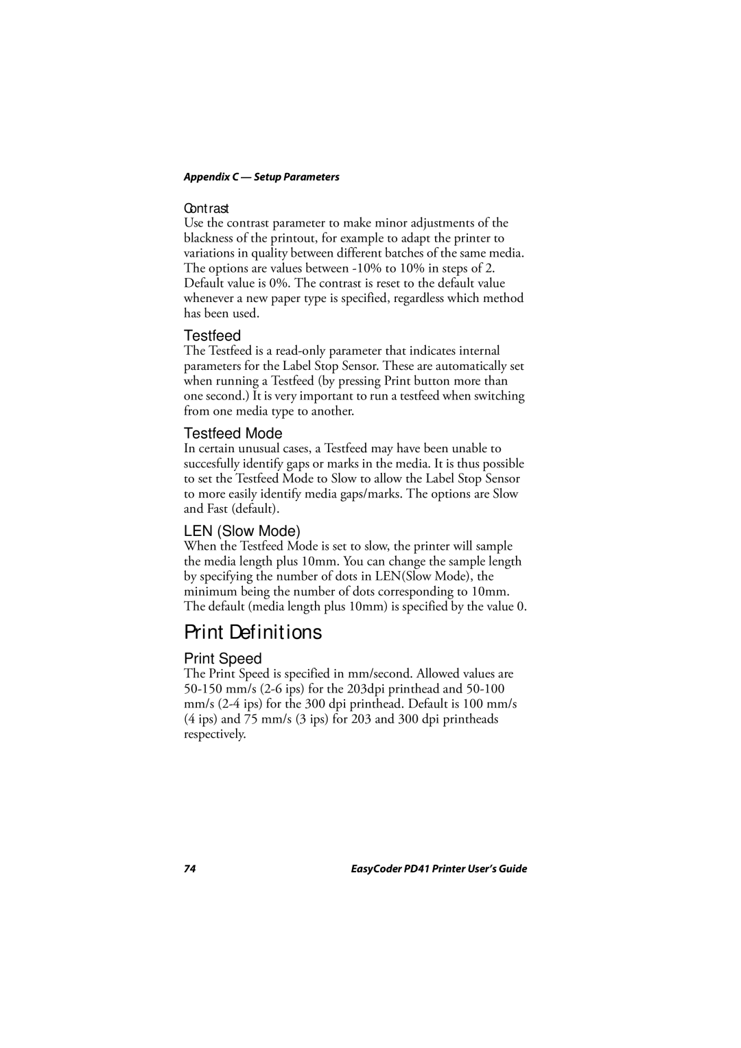 Intermec PD41 manual Print Definitions 