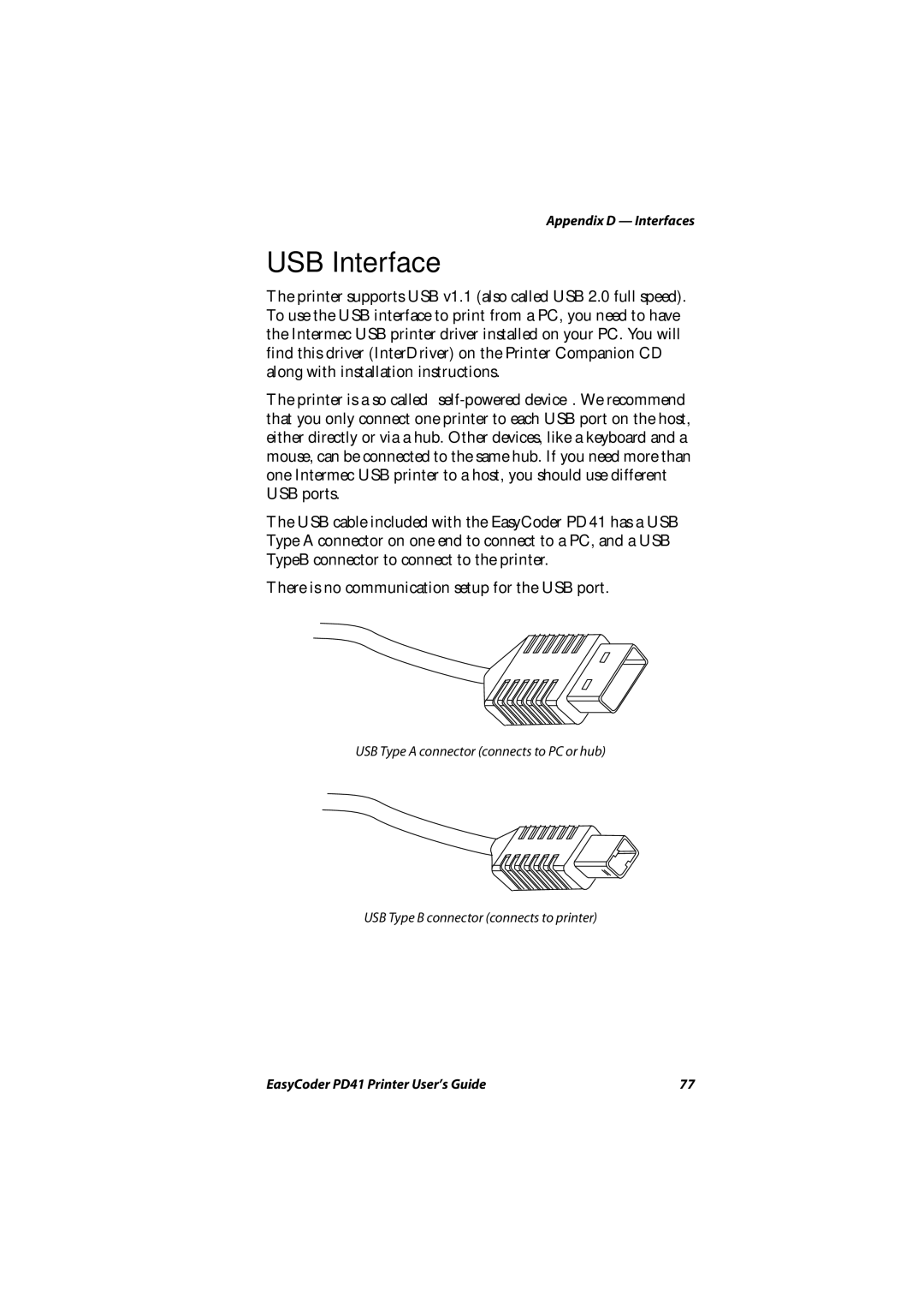 Intermec PD41 manual USB Interface 