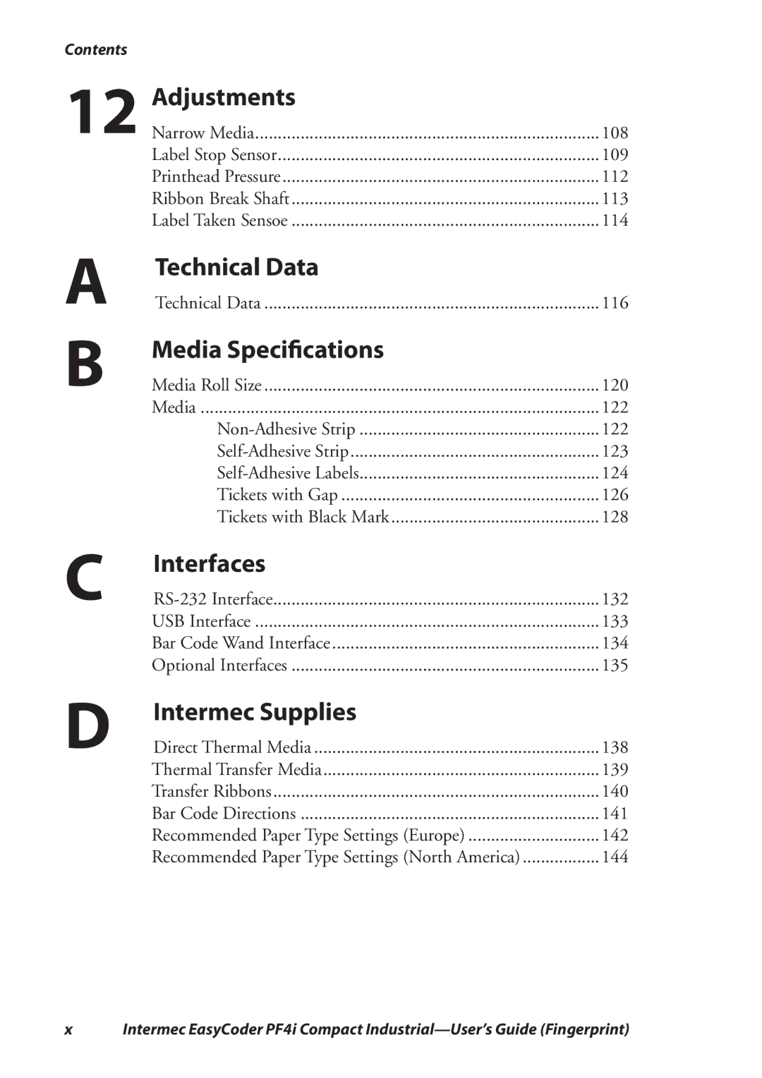 Intermec PF4I manual Adjustments, Intermec Supplies 