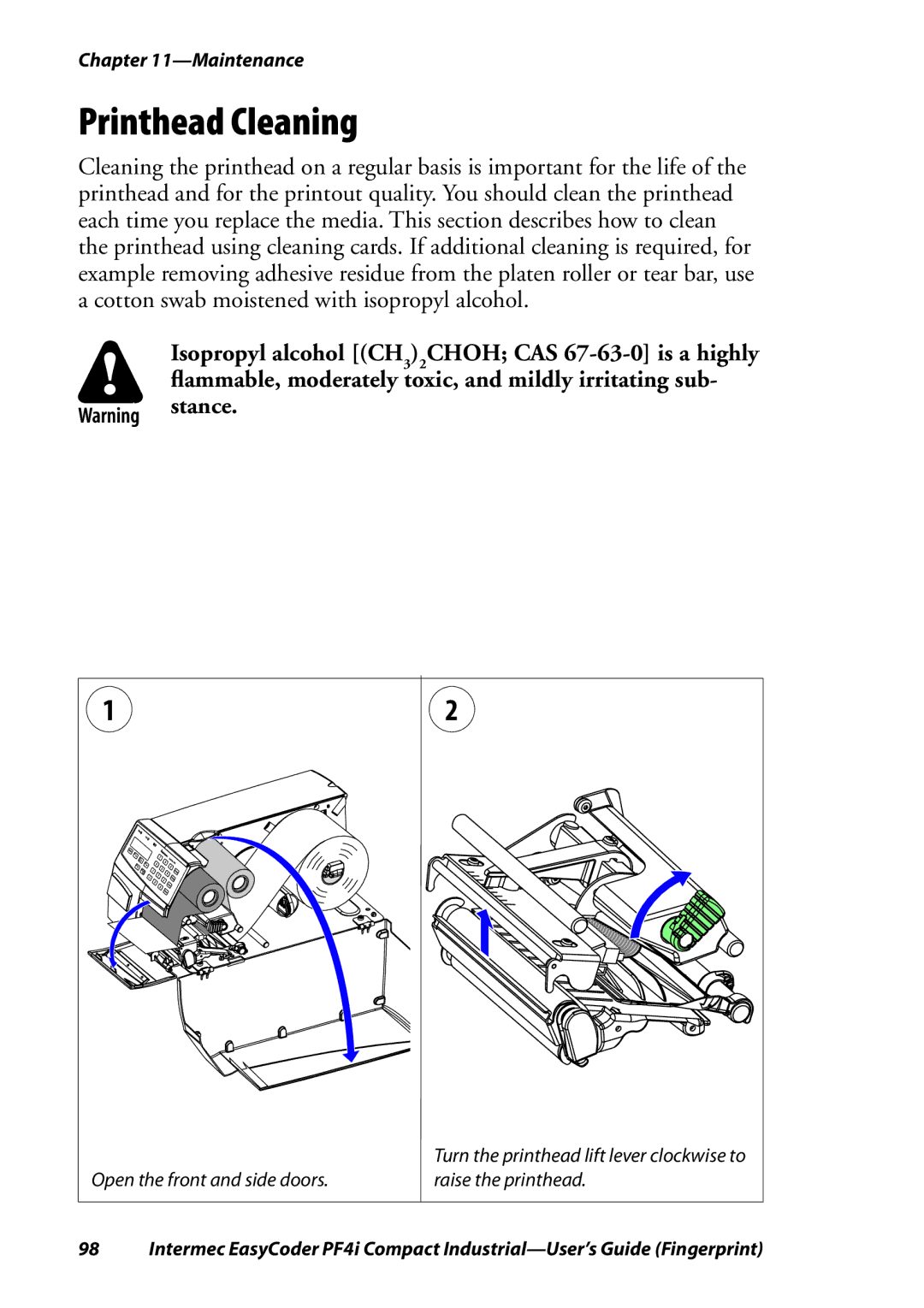 Intermec PF4I manual Printhead Cleaning 