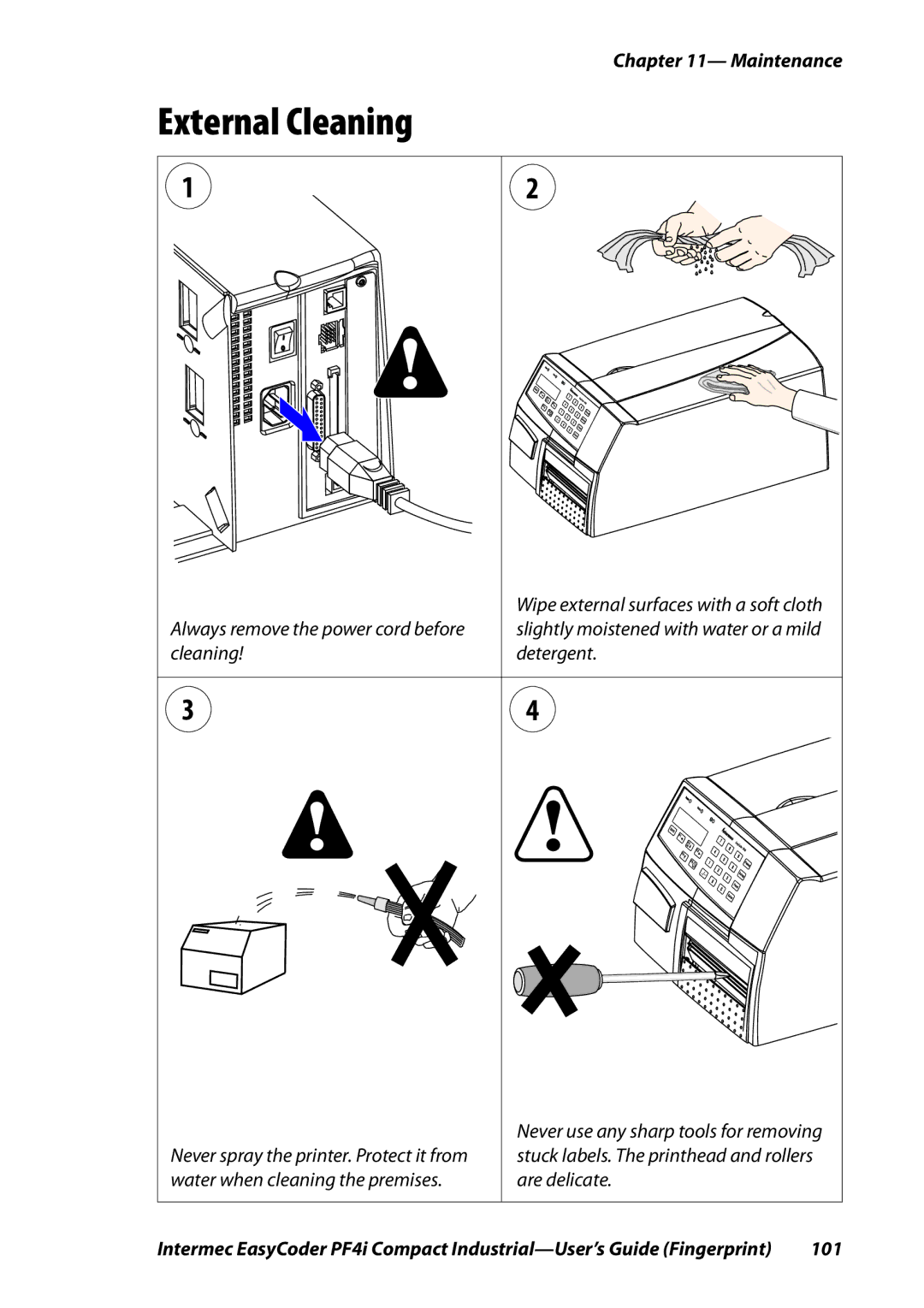 Intermec PF4I manual External Cleaning 