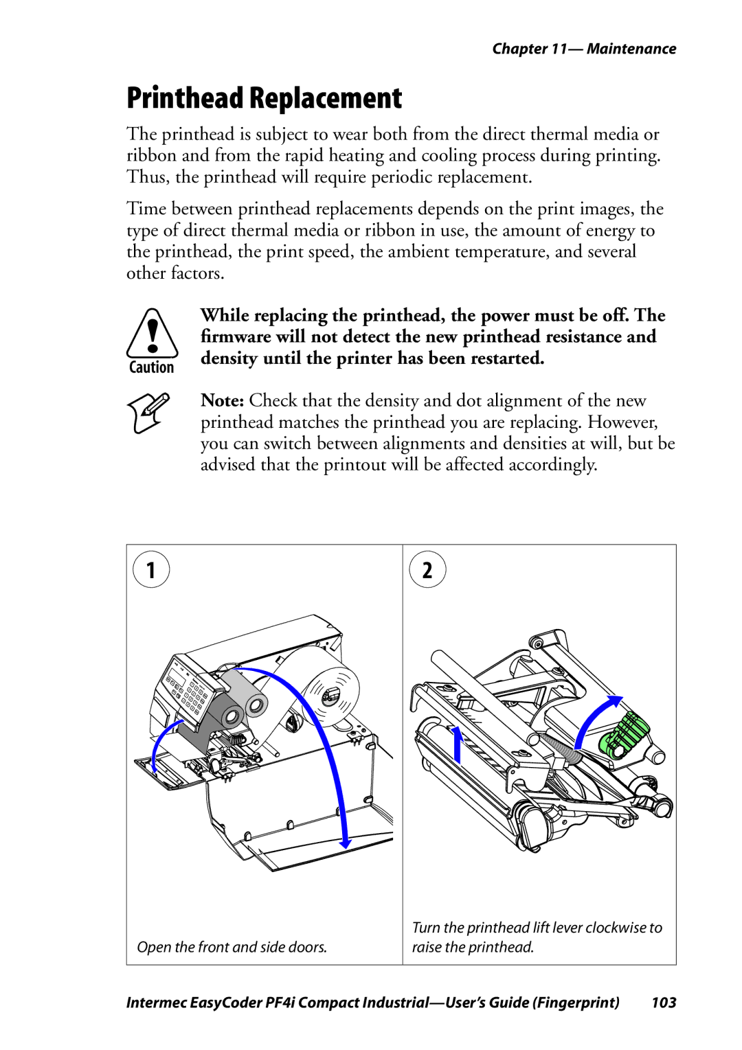 Intermec PF4I manual Printhead Replacement 