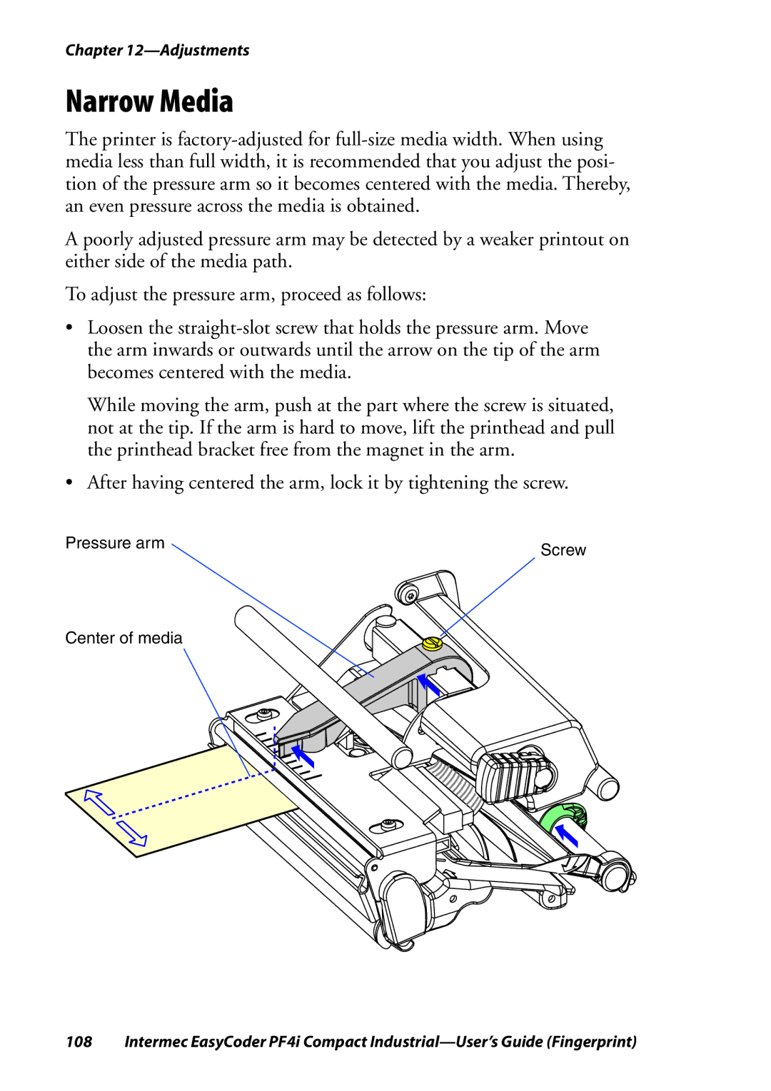 Intermec PF4I manual Narrow Media 