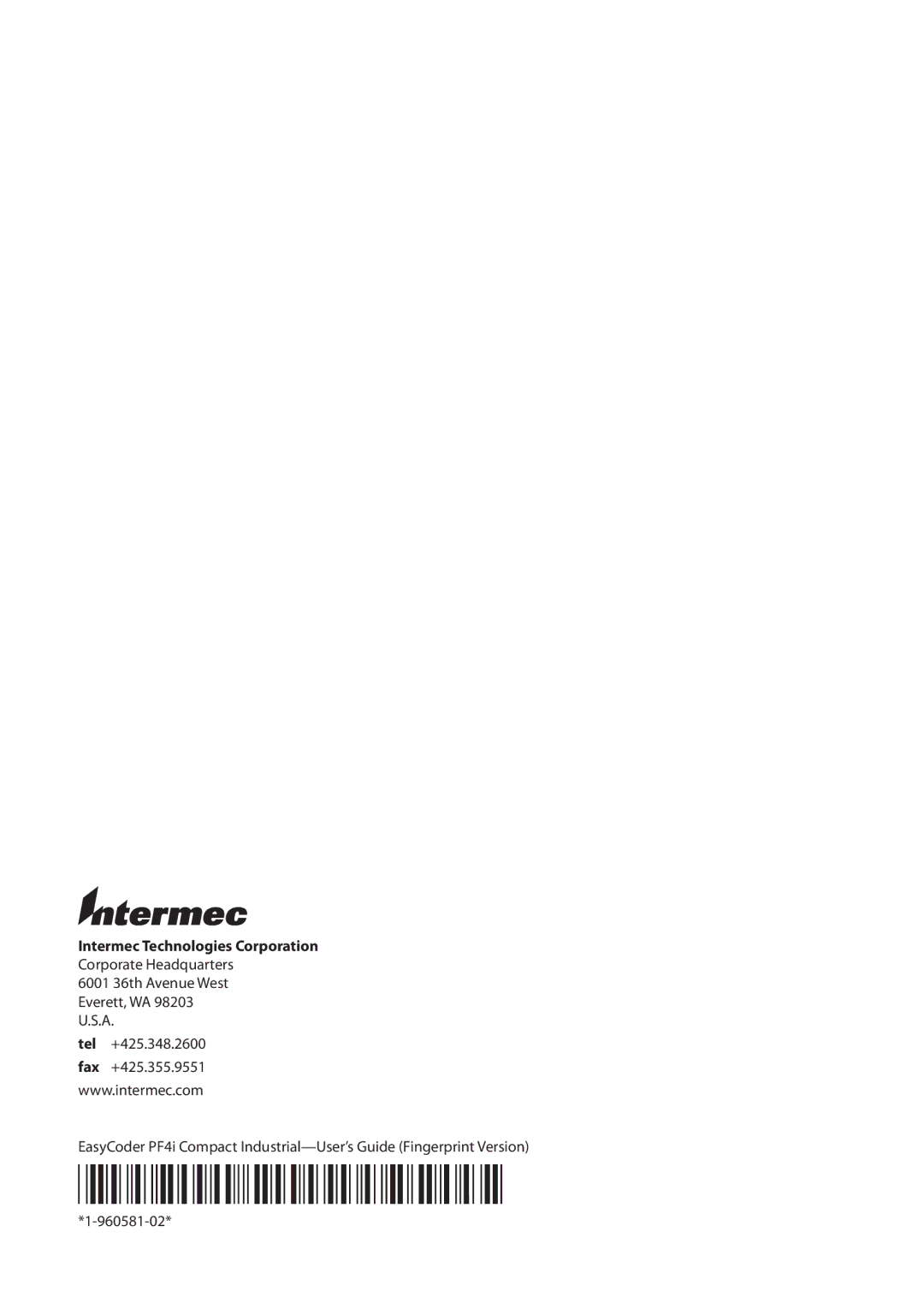 Intermec PF4I manual 960581-02 