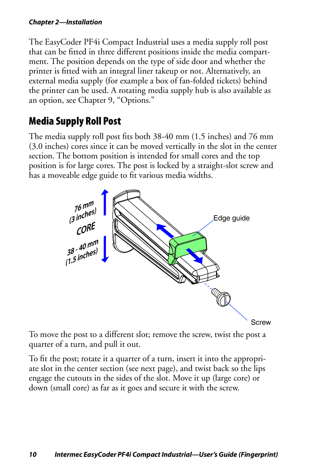 Intermec PF4I manual Media Supply Roll Post 