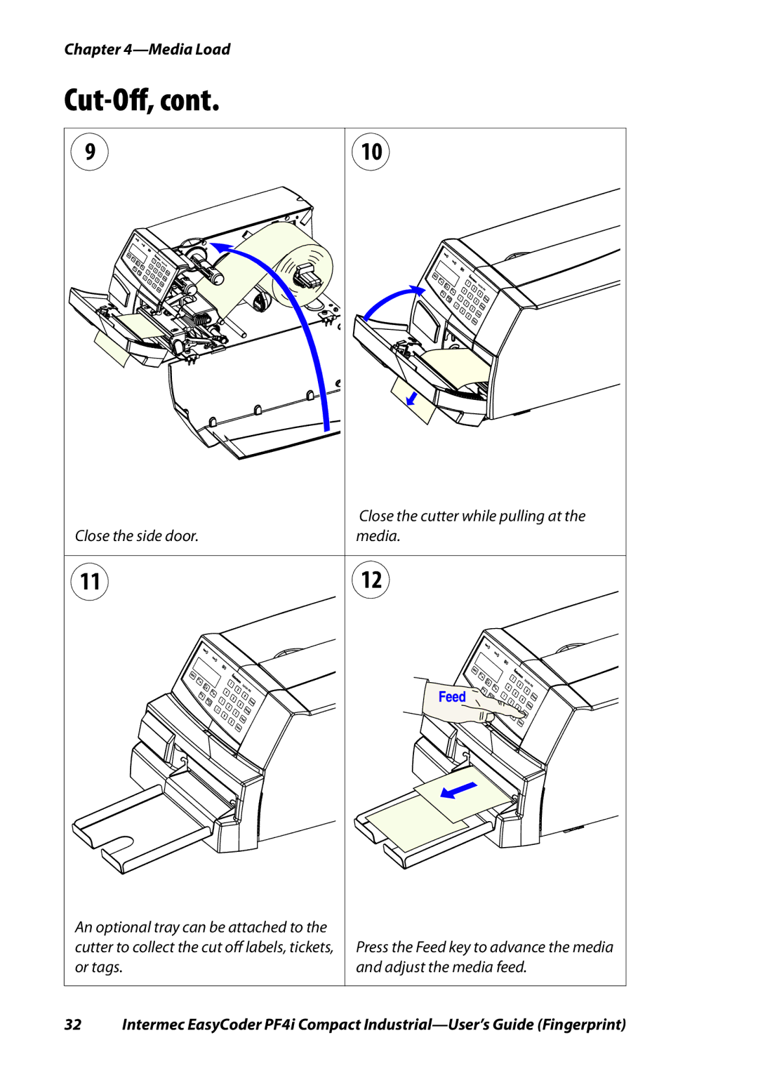 Intermec PF4I manual Close the cutter while pulling at 