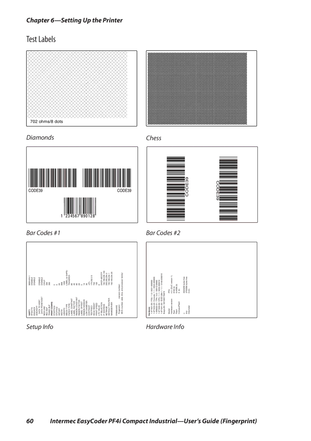 Intermec PF4I manual Test Labels 