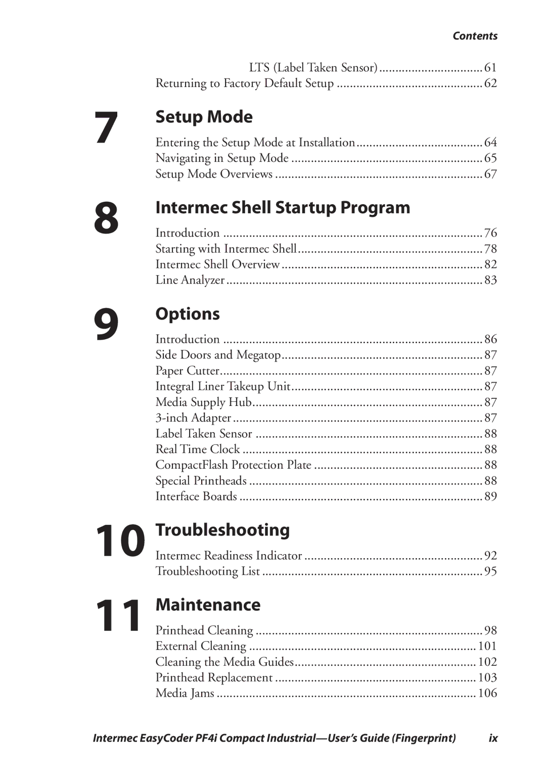 Intermec PF4I manual Setup Mode, Intermec Shell Startup Program, Maintenance 