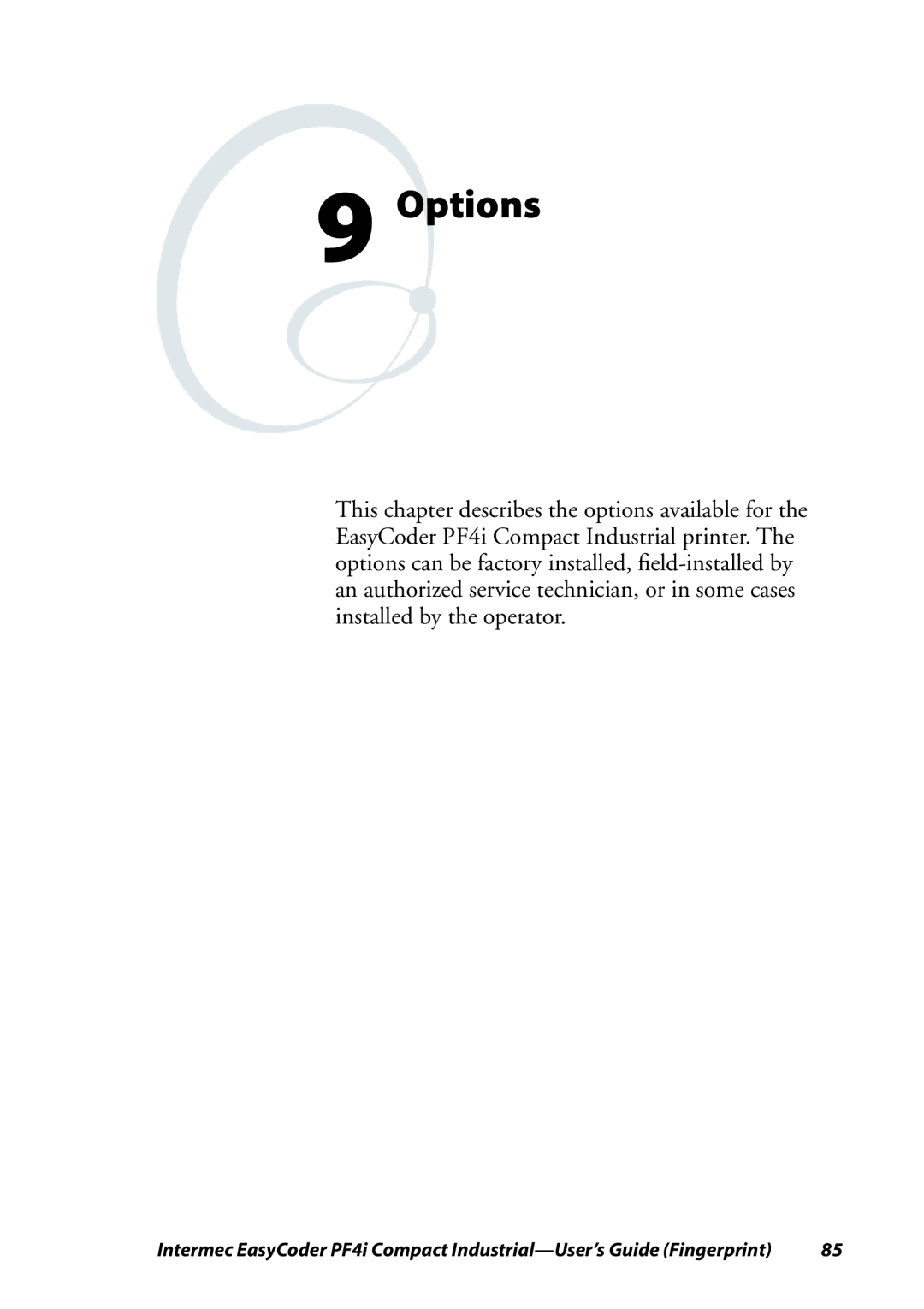 Intermec PF4I manual Options 