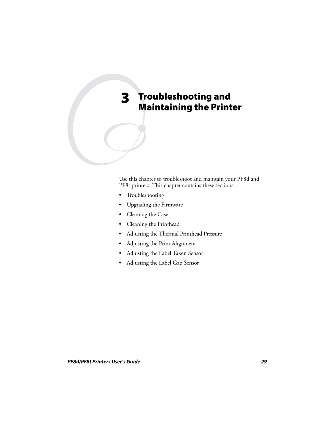 Intermec PF8T, PF8D manual Troubleshooting and Maintaining the Printer 