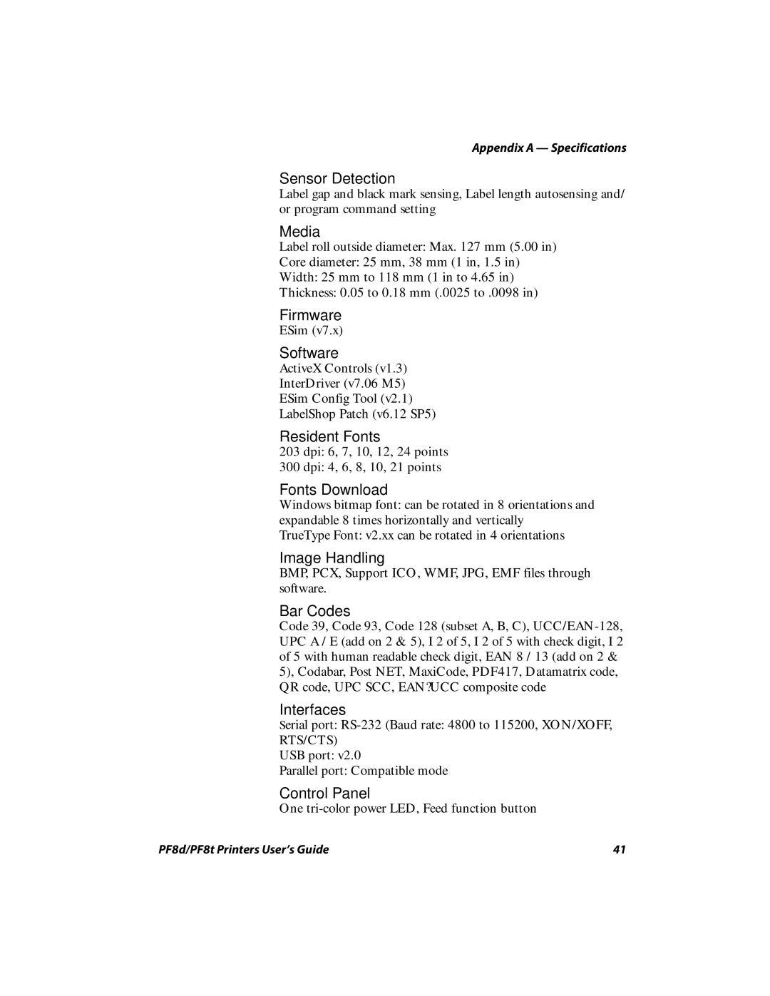 Intermec PF8T, PF8D manual Dpi 6, 7, 10, 12, 24 points Dpi 4, 6, 8, 10, 21 points 