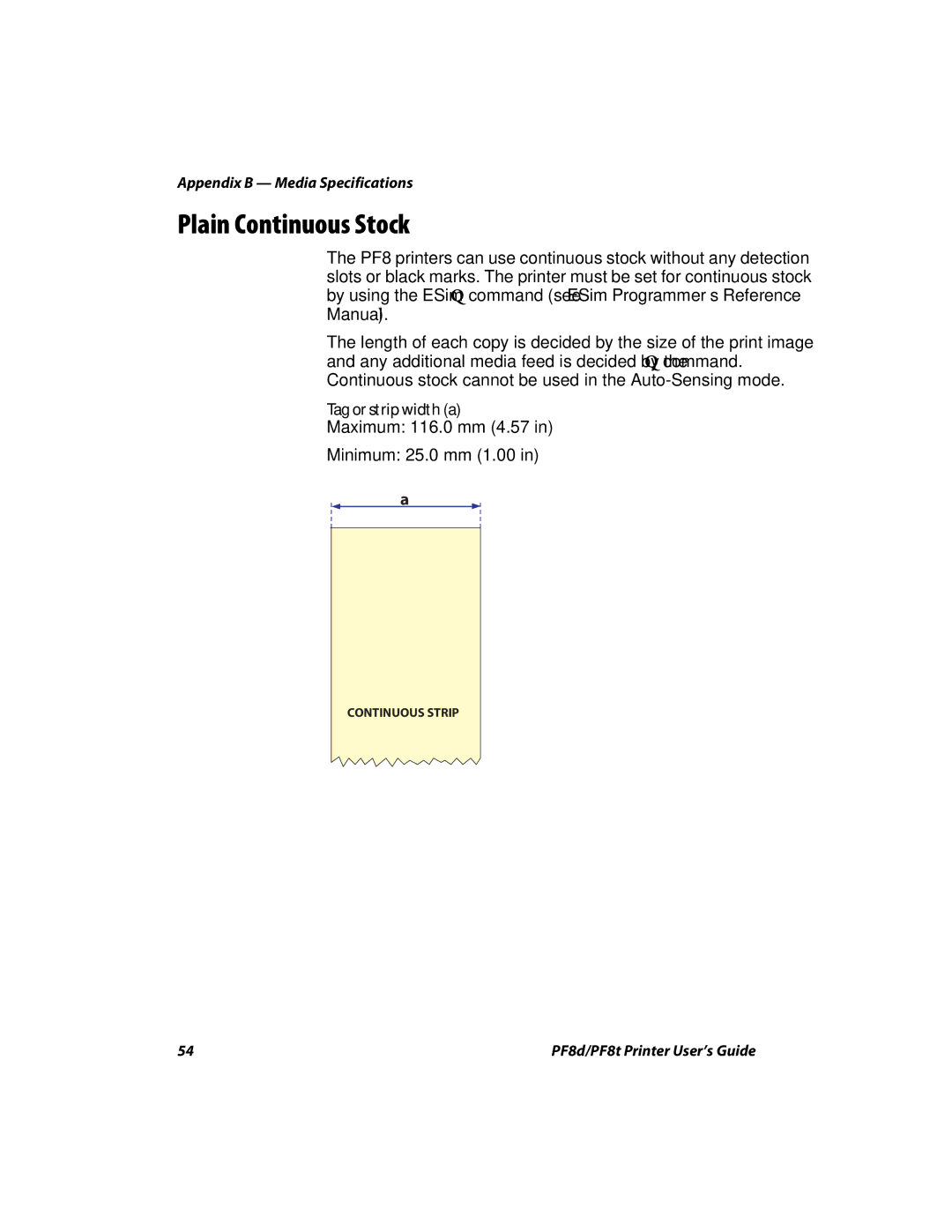 Intermec PF8D, PF8T manual Plain Continuous Stock 