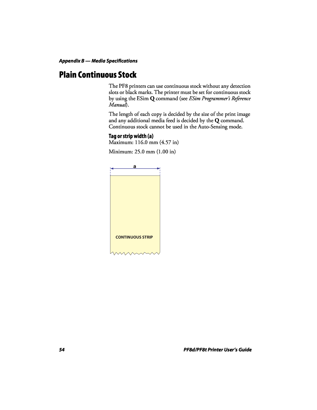 Intermec PF8D, PF8T manual Plain Continuous Stock 