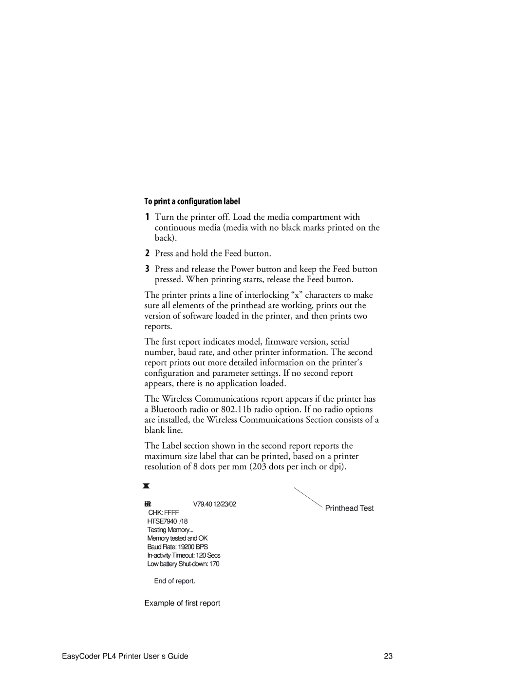 Intermec PL4 manual To print a configuration label, Xxxxxxxxxxxxxxxxxxxxxxxxxxxxxxxxxx 