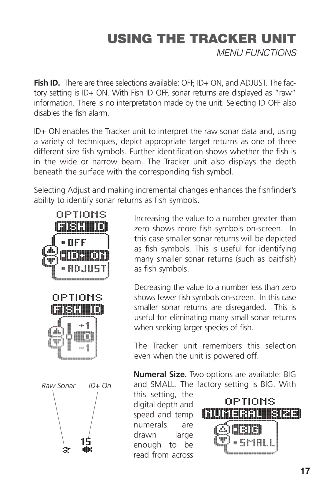 Intermec PRO 128 manual Raw Sonar ID+ On 