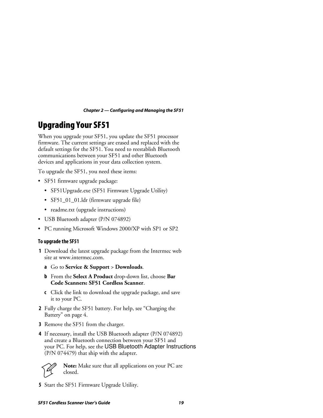 Intermec manual Upgrading Your SF51, To upgrade the SF51 