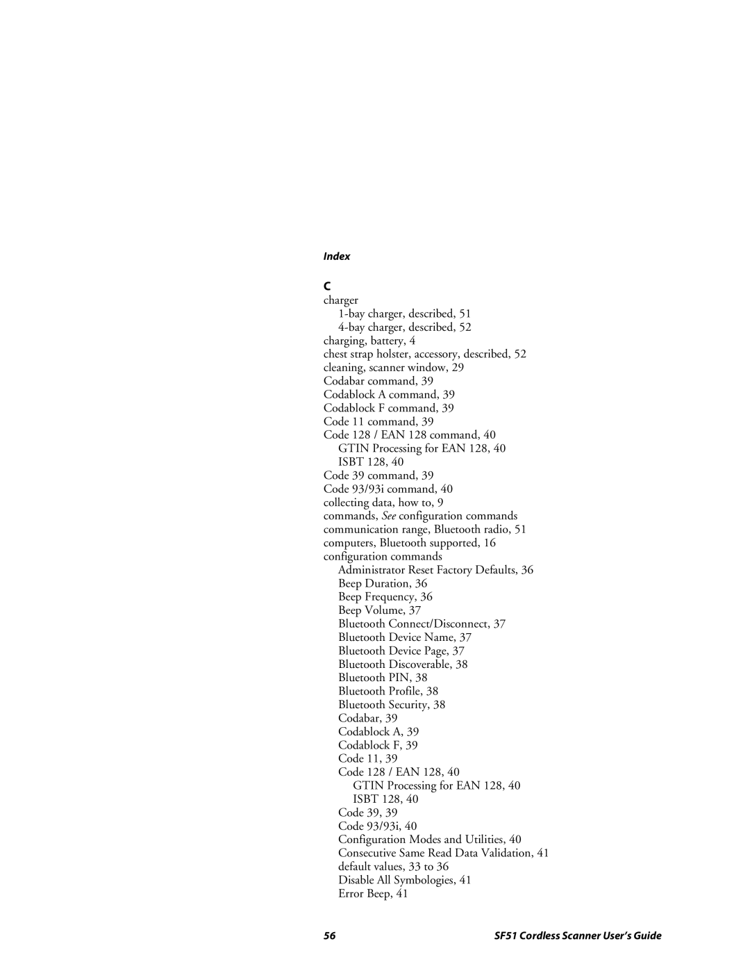 Intermec SF51 manual Index 