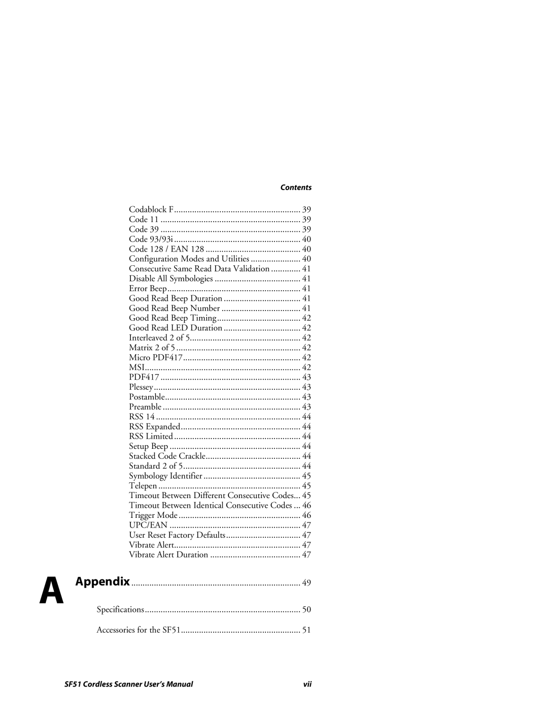 Intermec SF51 manual Msi 