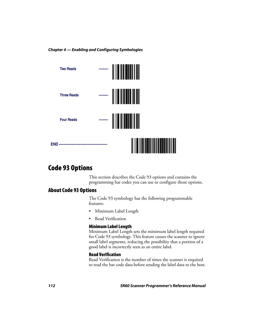 Intermec SR60 manual About Code 93 Options 