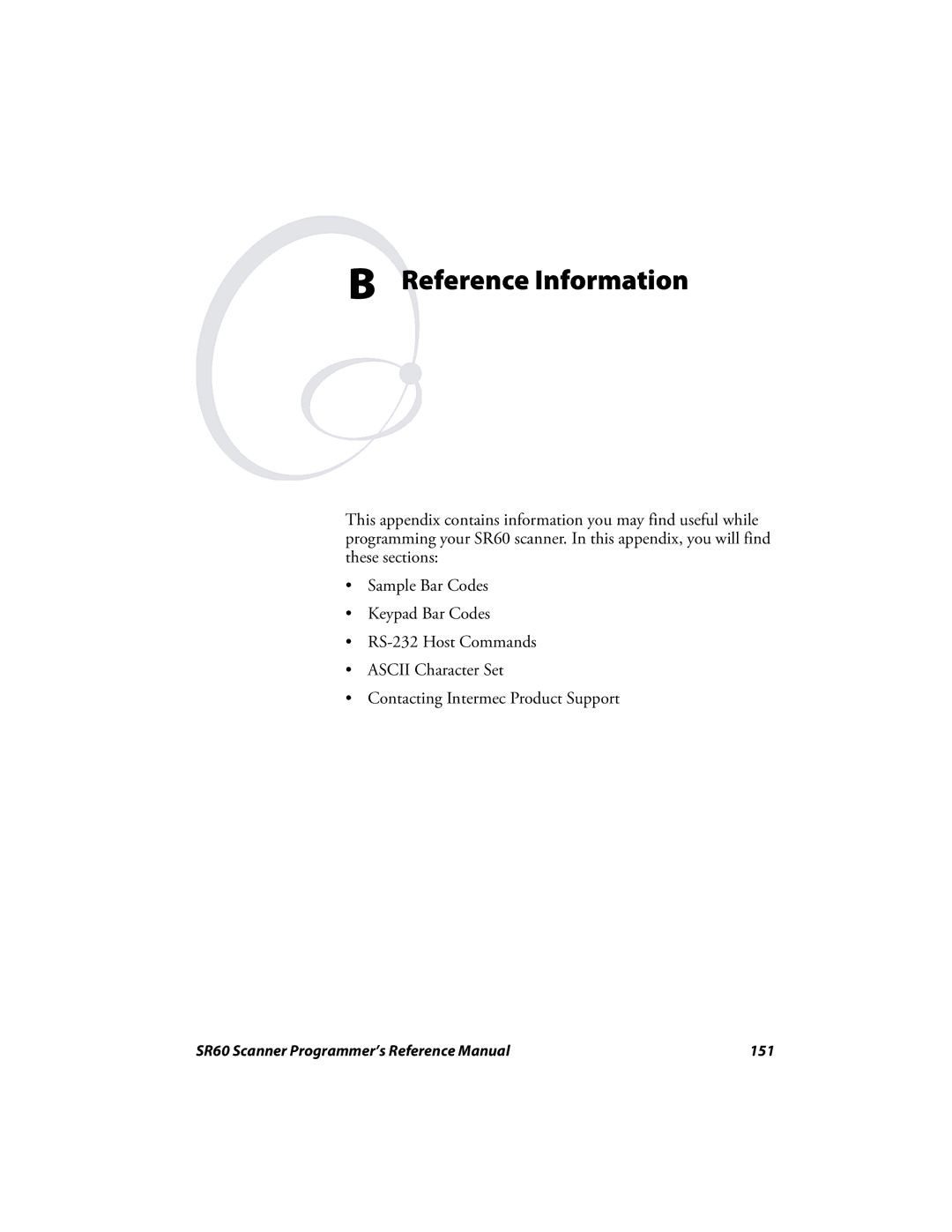 Intermec SR60 manual Reference Information 