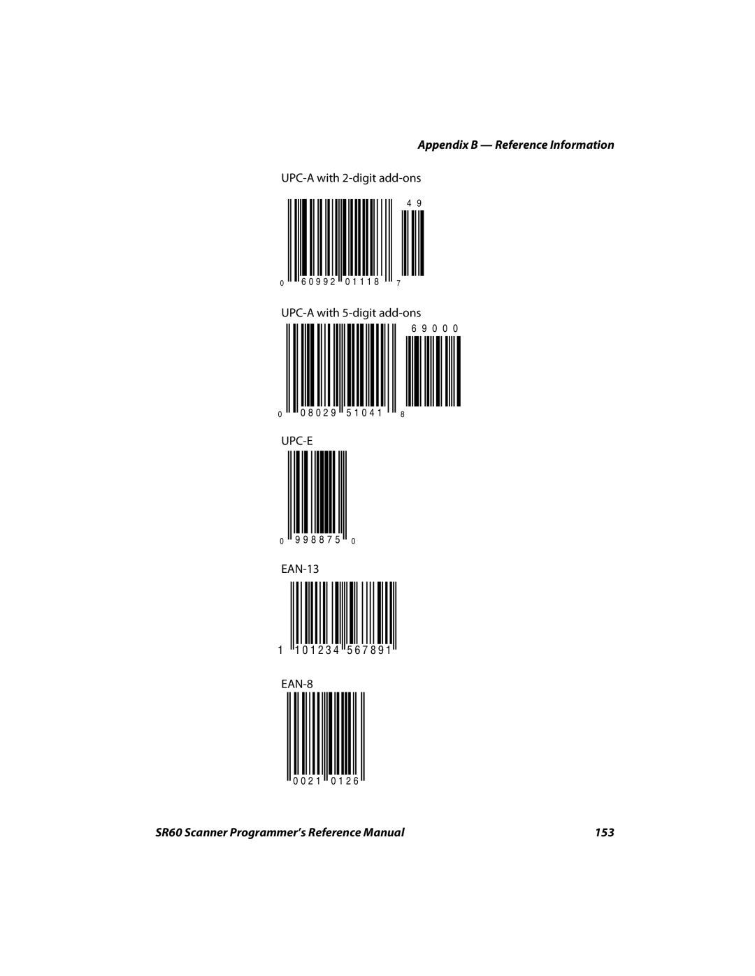 Intermec manual SR60 Scanner Programmer’s Reference Manual 153 