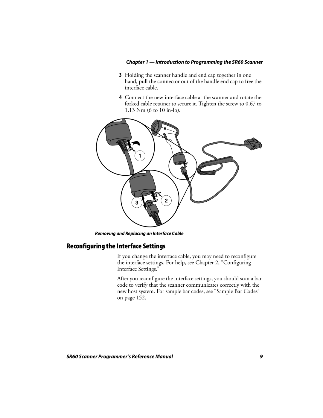 Intermec SR60 manual Reconfiguring the Interface Settings 