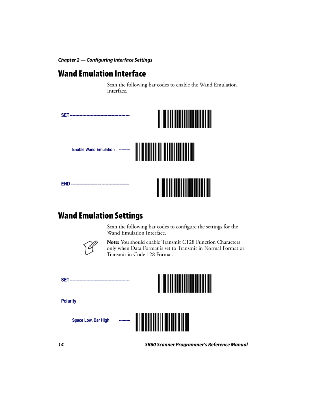 Intermec SR60 manual Wand Emulation Interface, Wand Emulation Settings 