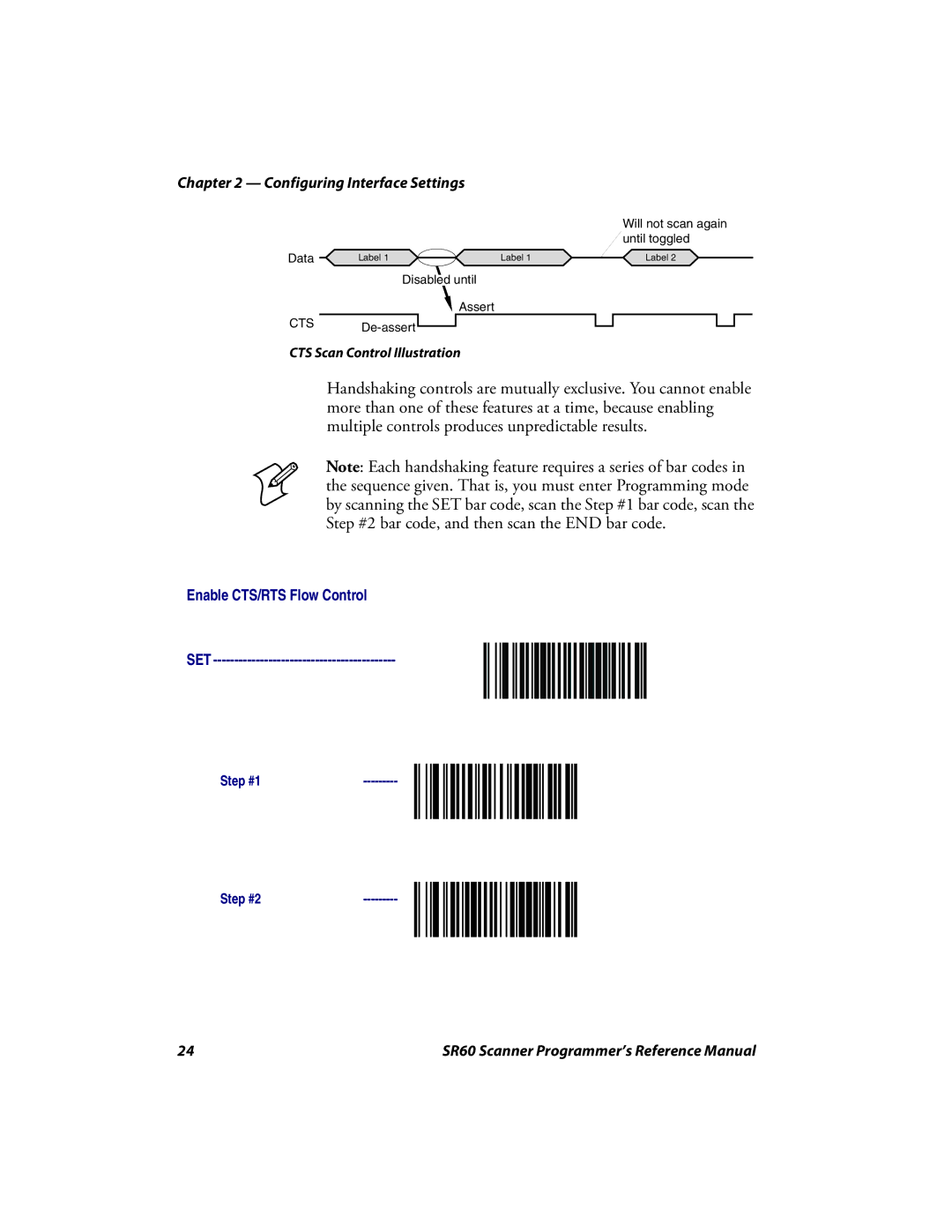 Intermec SR60 manual Enable CTS/RTS Flow Control SET 