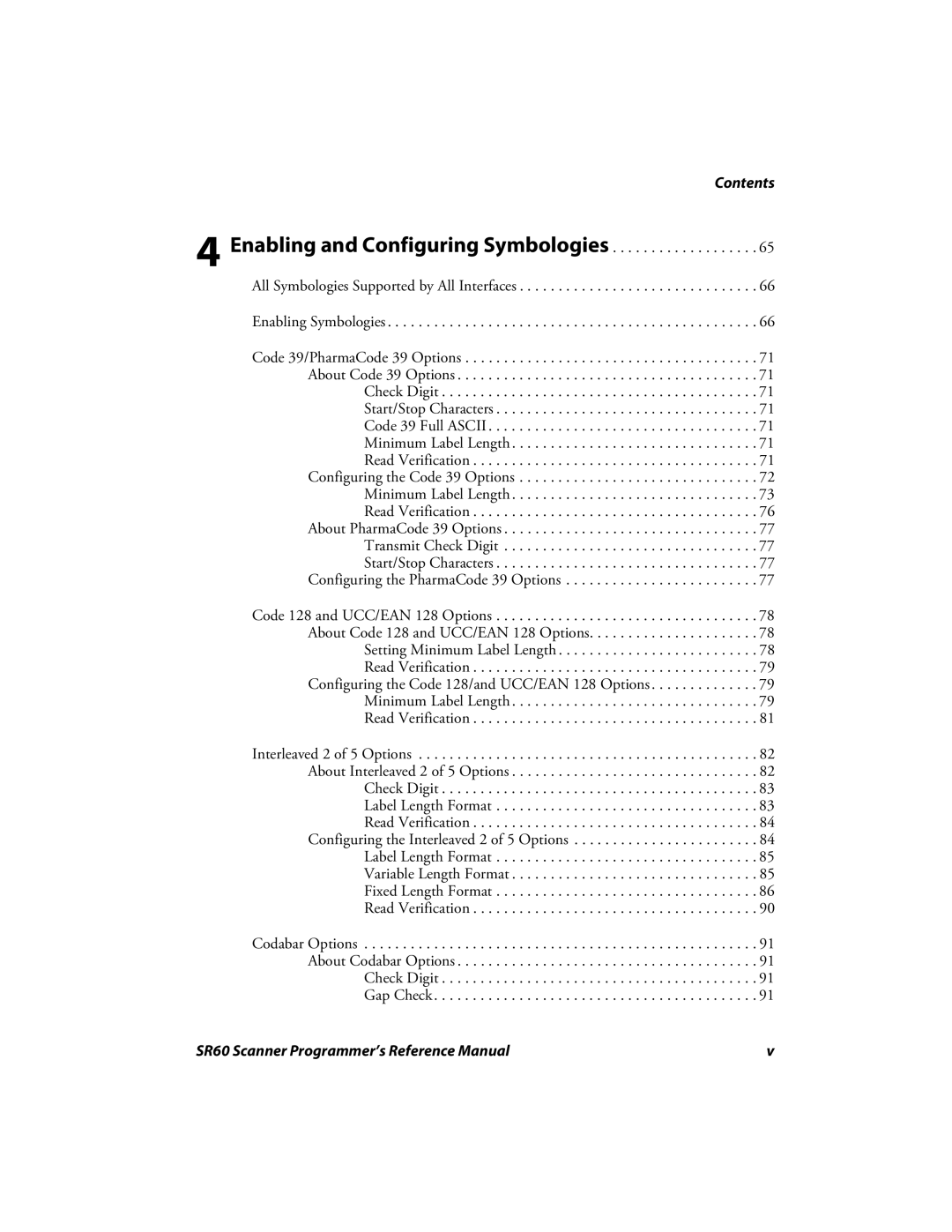 Intermec SR60 manual Contents 