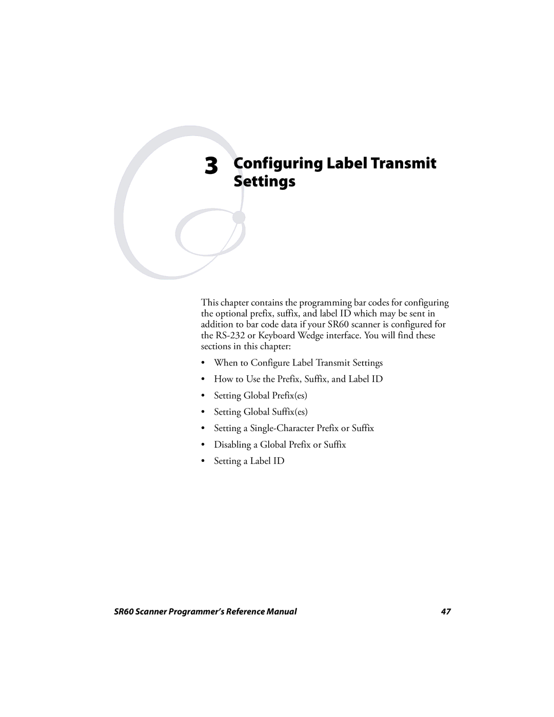 Intermec SR60 manual Configuring Label Transmit Settings 