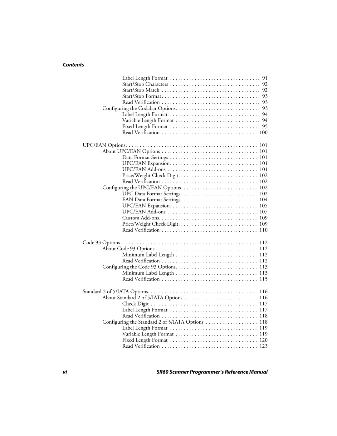 Intermec SR60 manual Contents 