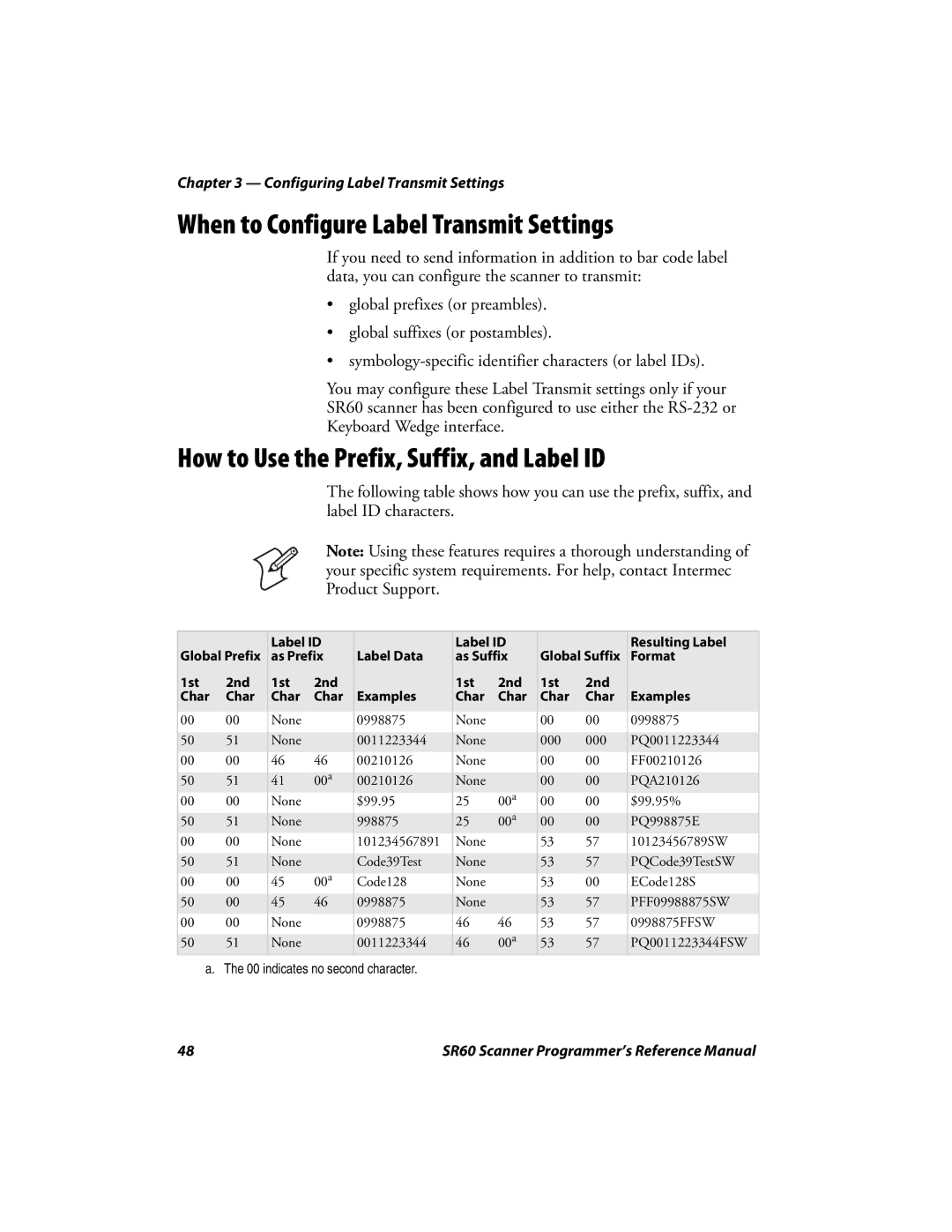 Intermec SR60 manual When to Configure Label Transmit Settings, How to Use the Prefix, Suffix, and Label ID 