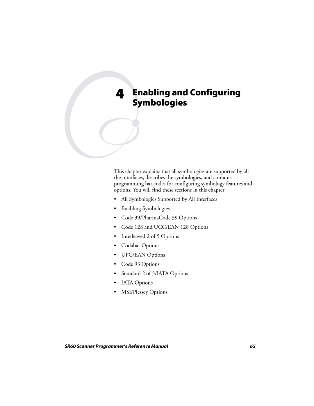 Intermec SR60 manual Enabling and Configuring Symbologies 