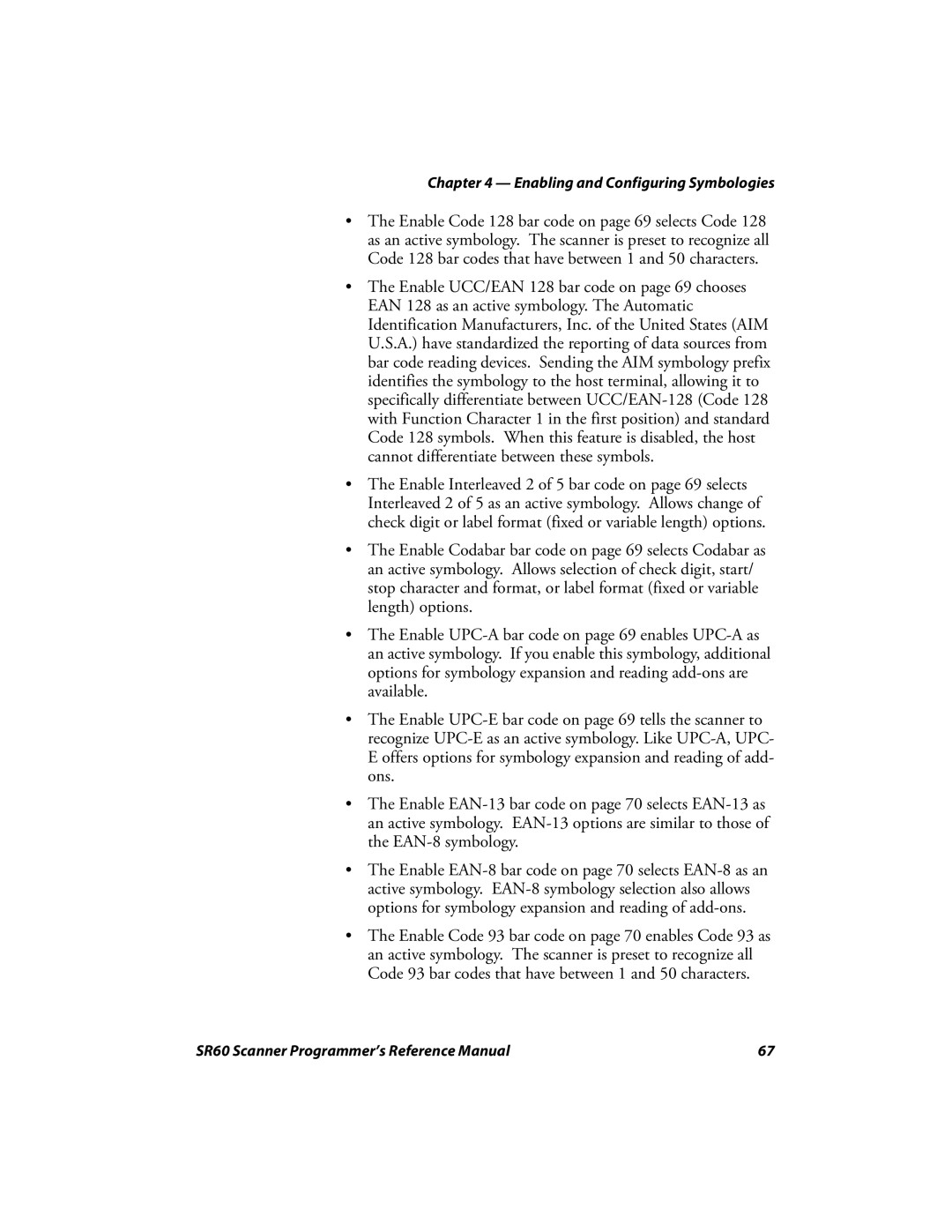 Intermec SR60 manual Enabling and Configuring Symbologies 