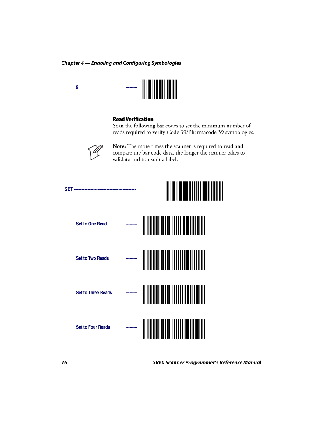 Intermec SR60 manual Read Verification 