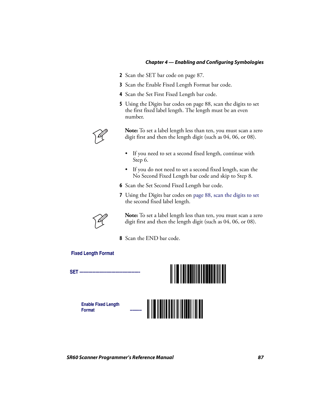 Intermec SR60 manual Fixed Length Format SET 