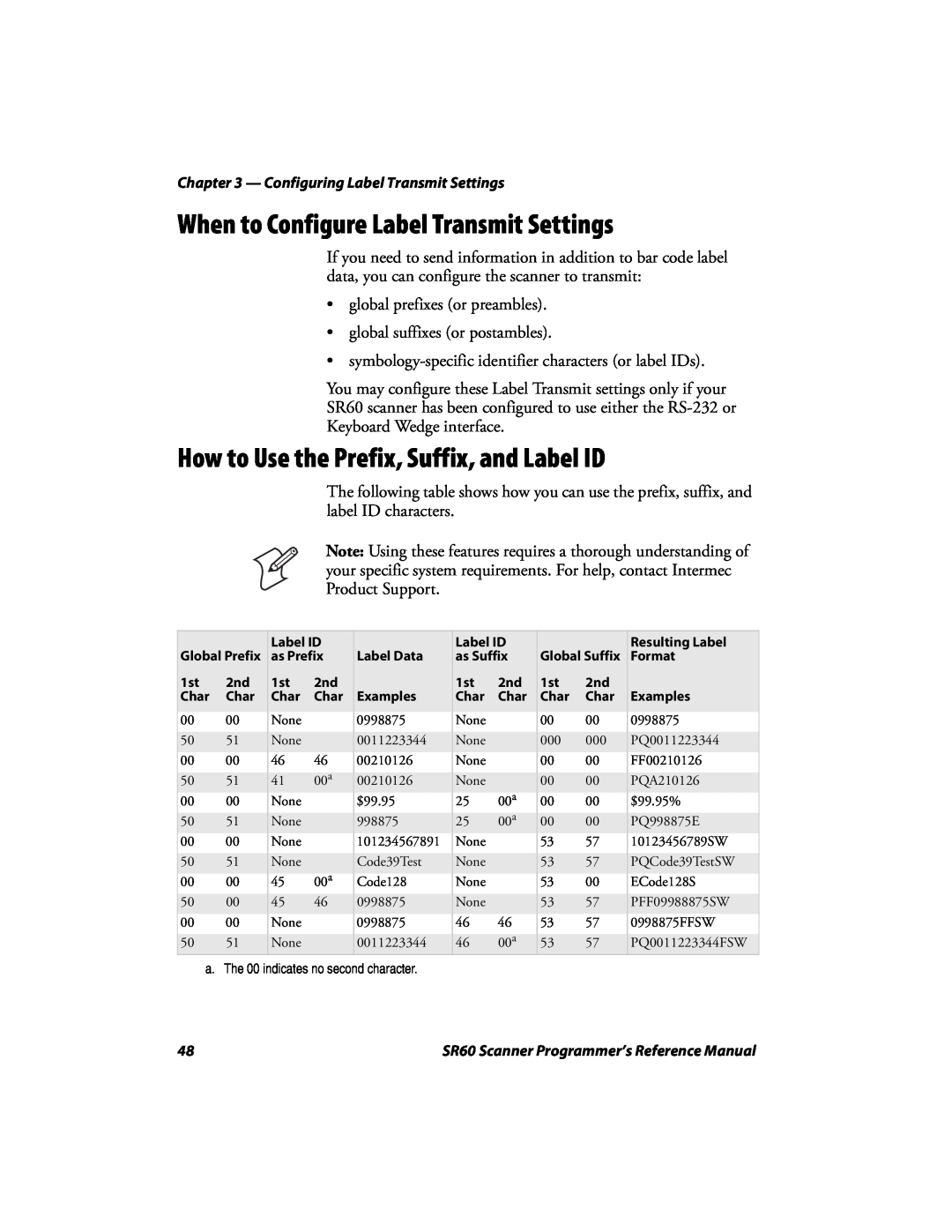 Intermec SR60 manual When to Configure Label Transmit Settings, How to Use the Prefix, Suffix, and Label ID 