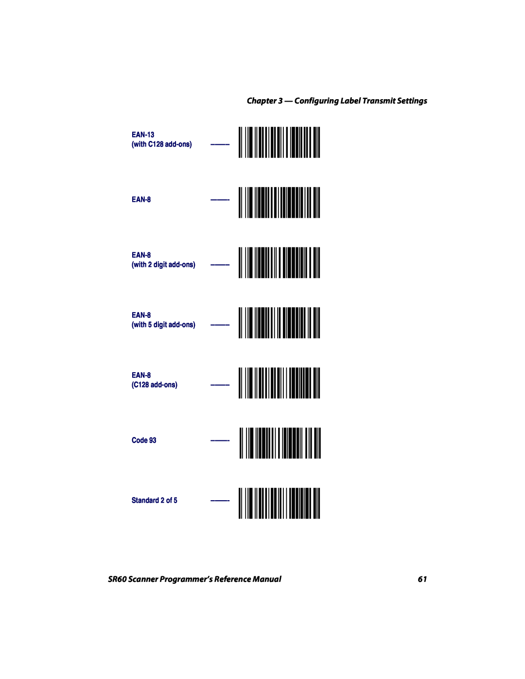 Intermec manual Configuring Label Transmit Settings, SR60 Scanner Programmer’s Reference Manual 