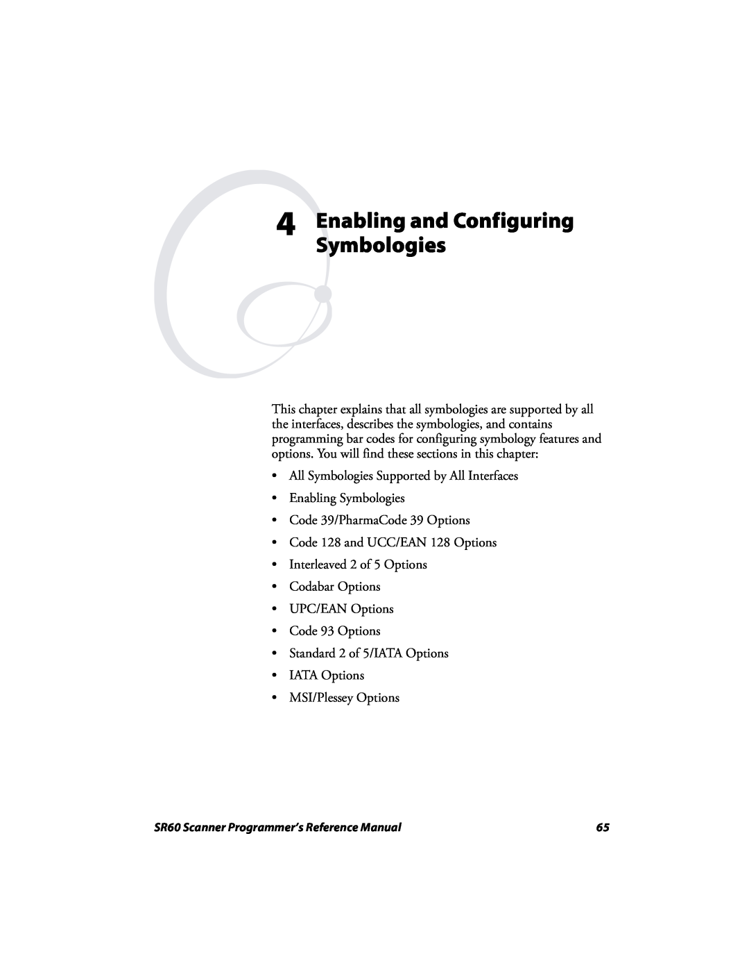Intermec SR60 manual Enabling and Configuring Symbologies 