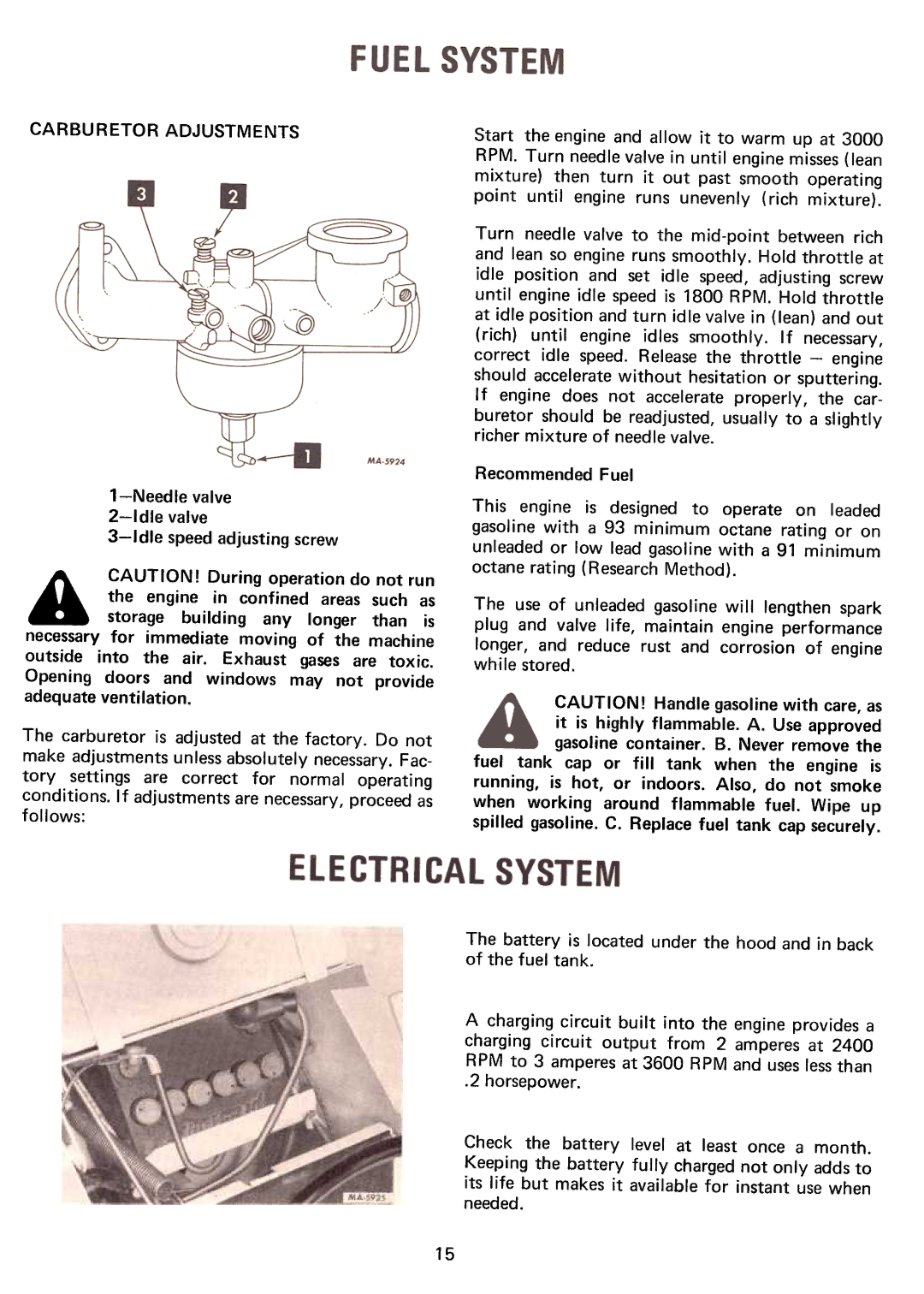 International Home Products Cadet 80 manual Carburetor Adjustments 