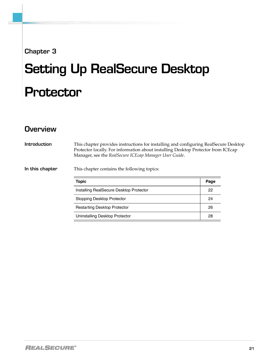 Internet Security Systems 3.5 manual Setting Up RealSecure Desktop Protector 