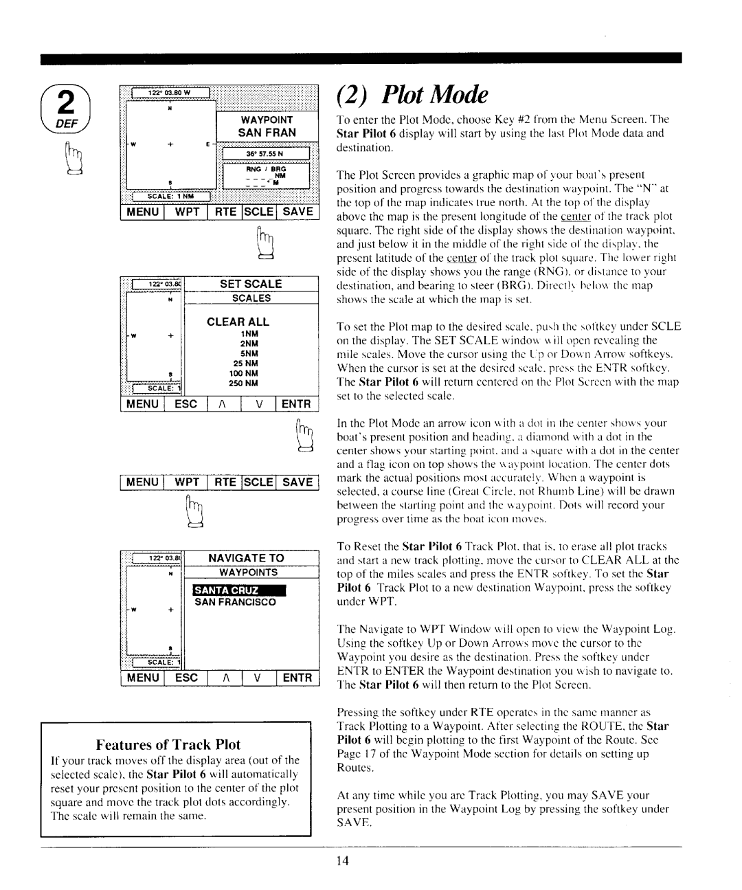 Interphase Tech Star Pilot 6 manual PIntMode, Featuresof Track Plot, Clearall, Navigateto 